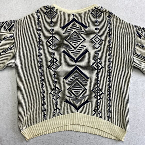 VINTAGE Jantzen Sweater Mens L Blue Geometric Pullover 90s Grunge - Picture 11 of 13